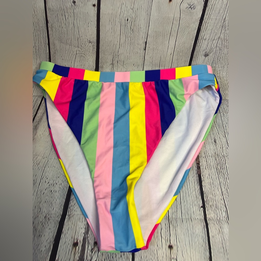 Pink Lily Colorful Striped Bikini Bottom